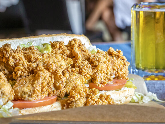 Fried Oyster Po'Boy at Hot Tails in New Roads